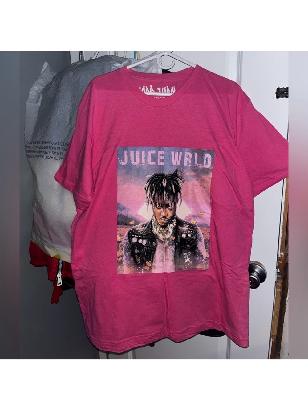 Legends Never Die Juice WRLD Memorial Shirt Pink Short Sleeve Graphic T Shirt XL - Picture 2 of 7